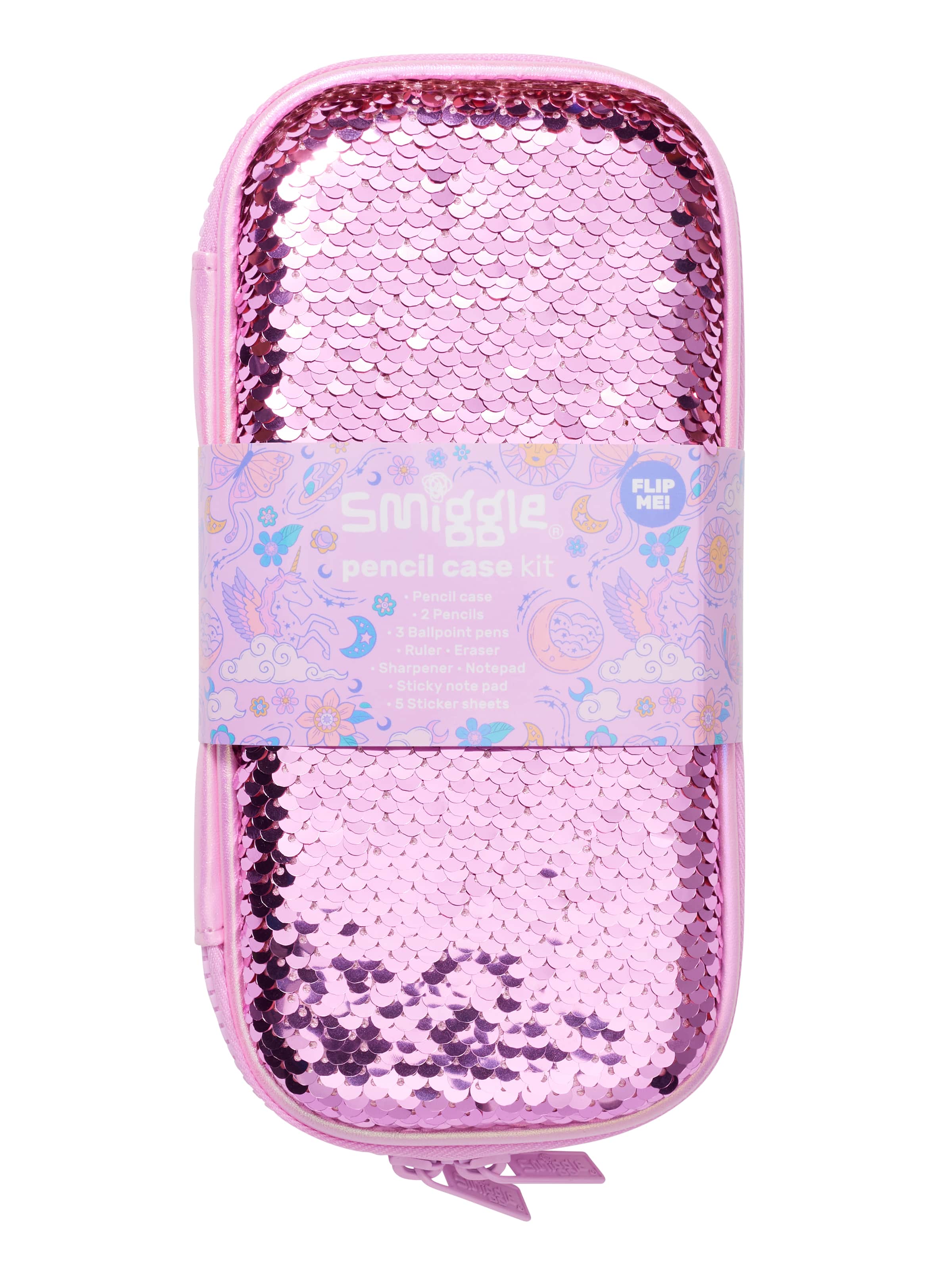 Smiggle - सीक्विन्स मैजिक पेन बॉक्स और स्टेशनरी सेट