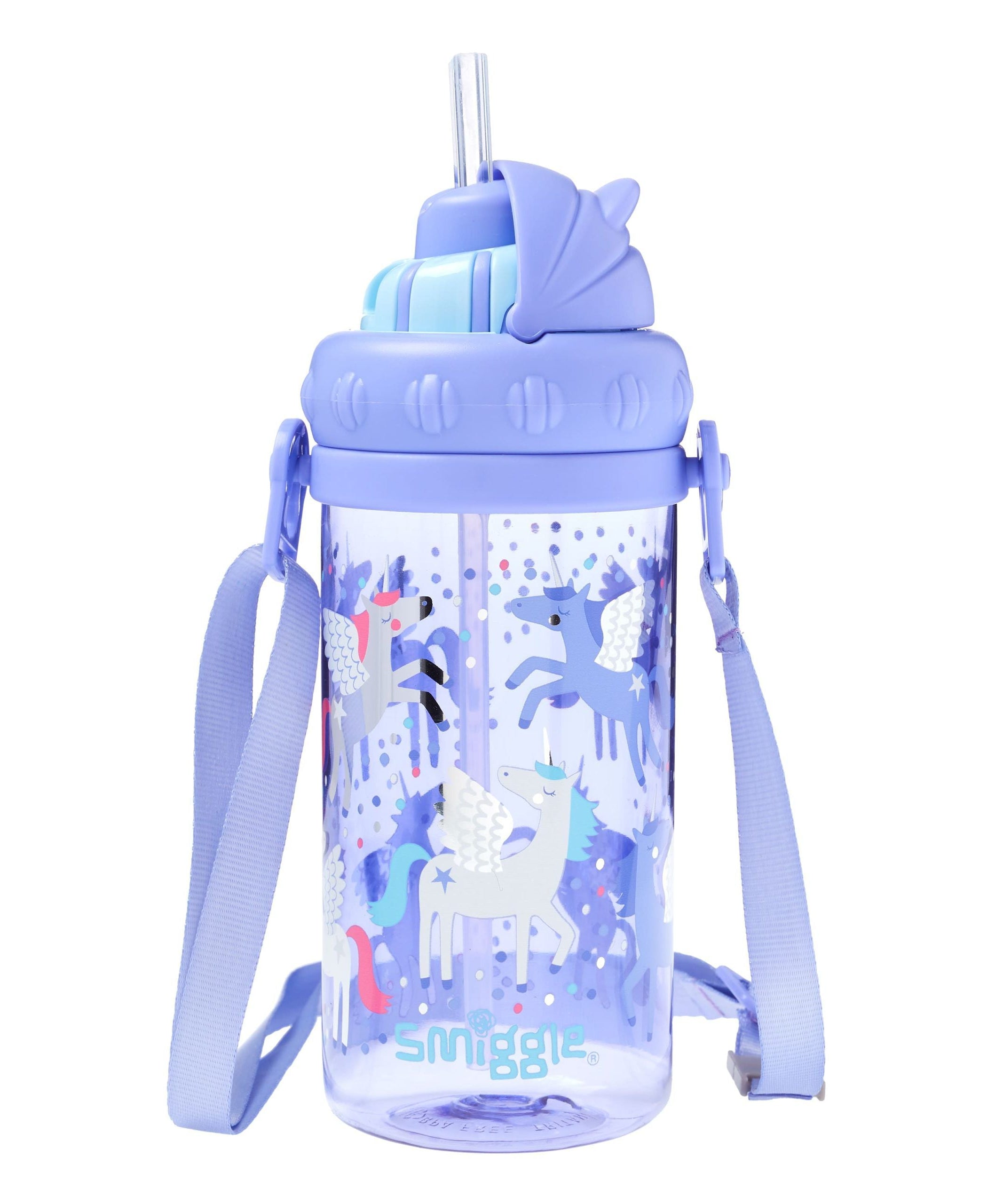 Smiggle - ऊपर और नीचे हैंडल वाला पाइप वाला 400ML BPA मुक्त पानी की बोतल