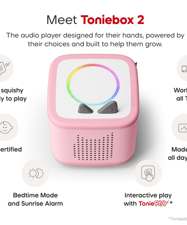 Tonies - Toniebox 2 बादल गुलाबी प्रारंभिक सेट बॉक्स