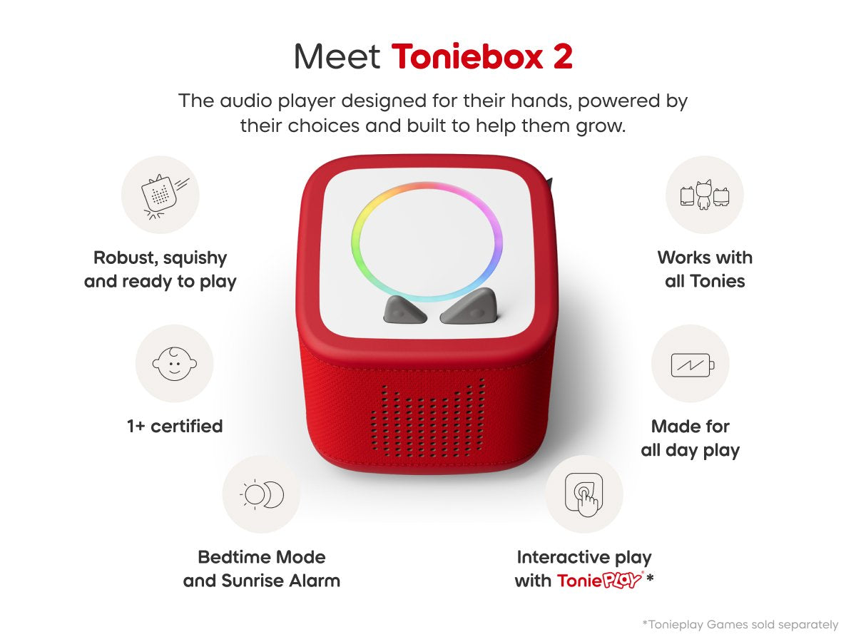 Tonies - Toniebox 2 लाल शुरुआत सेट बॉक्स