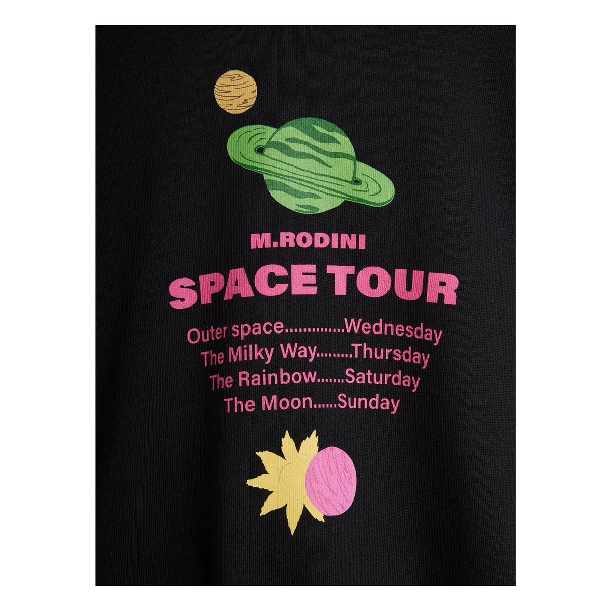 Mini Rodini - Space Tour ऑर्गेनिक कॉटन स्वेटशर्ट | काला