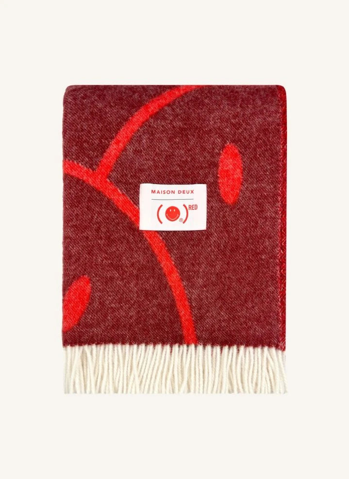 Maison Deux - Wool Throw - Maison Deux x Smiley | Bordo
