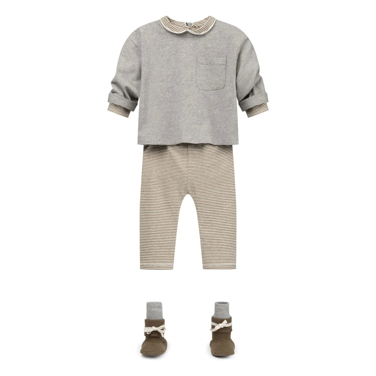 Gray Label - Çizgili Tayt Mini Organik Pamuk | Haki kahverengi