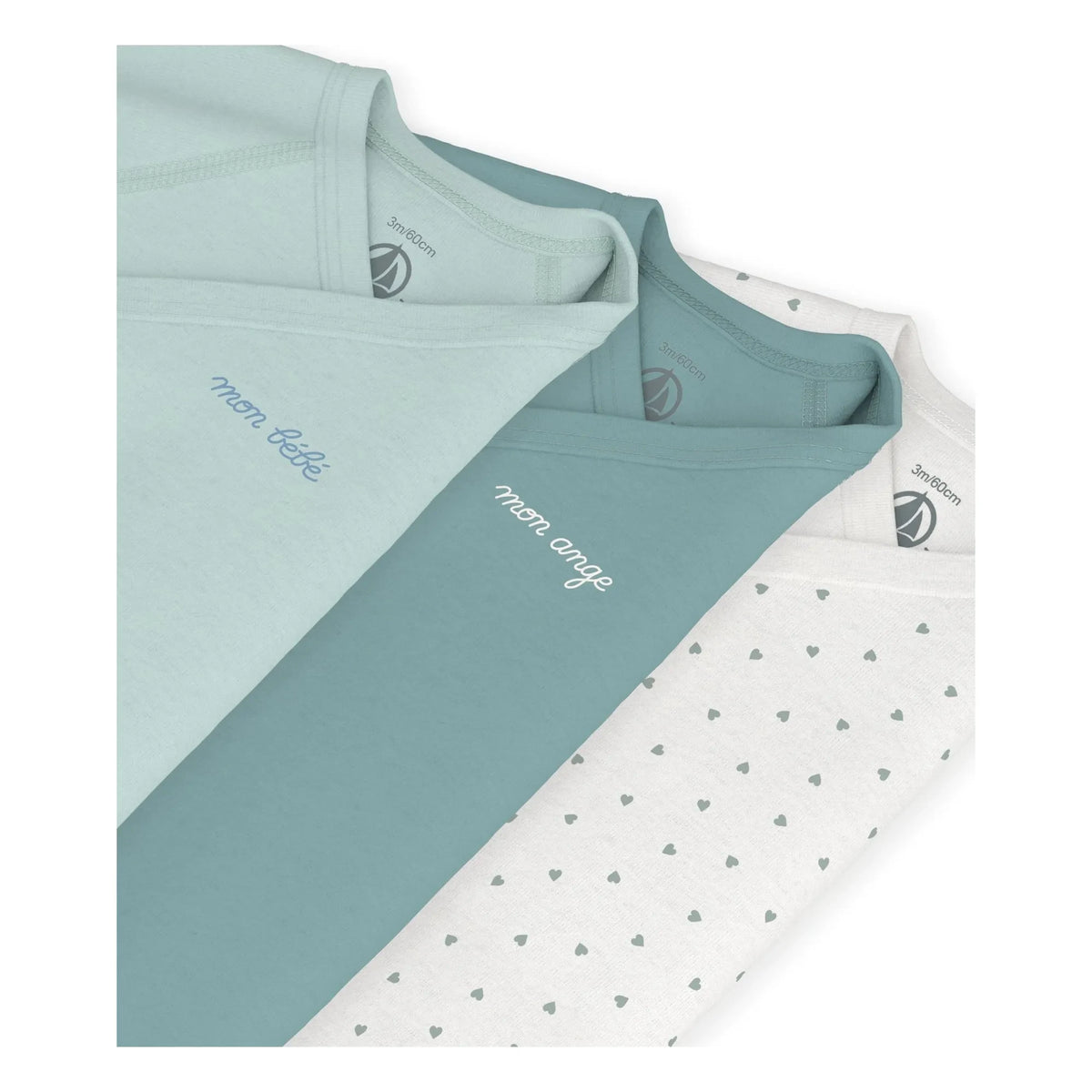 Petit Bateau - 3'lü Set Mon Bébé ऑर्गेनिक कॉटन बॉडी | हरा