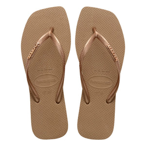 Havaianas - स्क्वायर लोगो मैटेलिक फ्लिप-फ्लॉप | गुलाबी