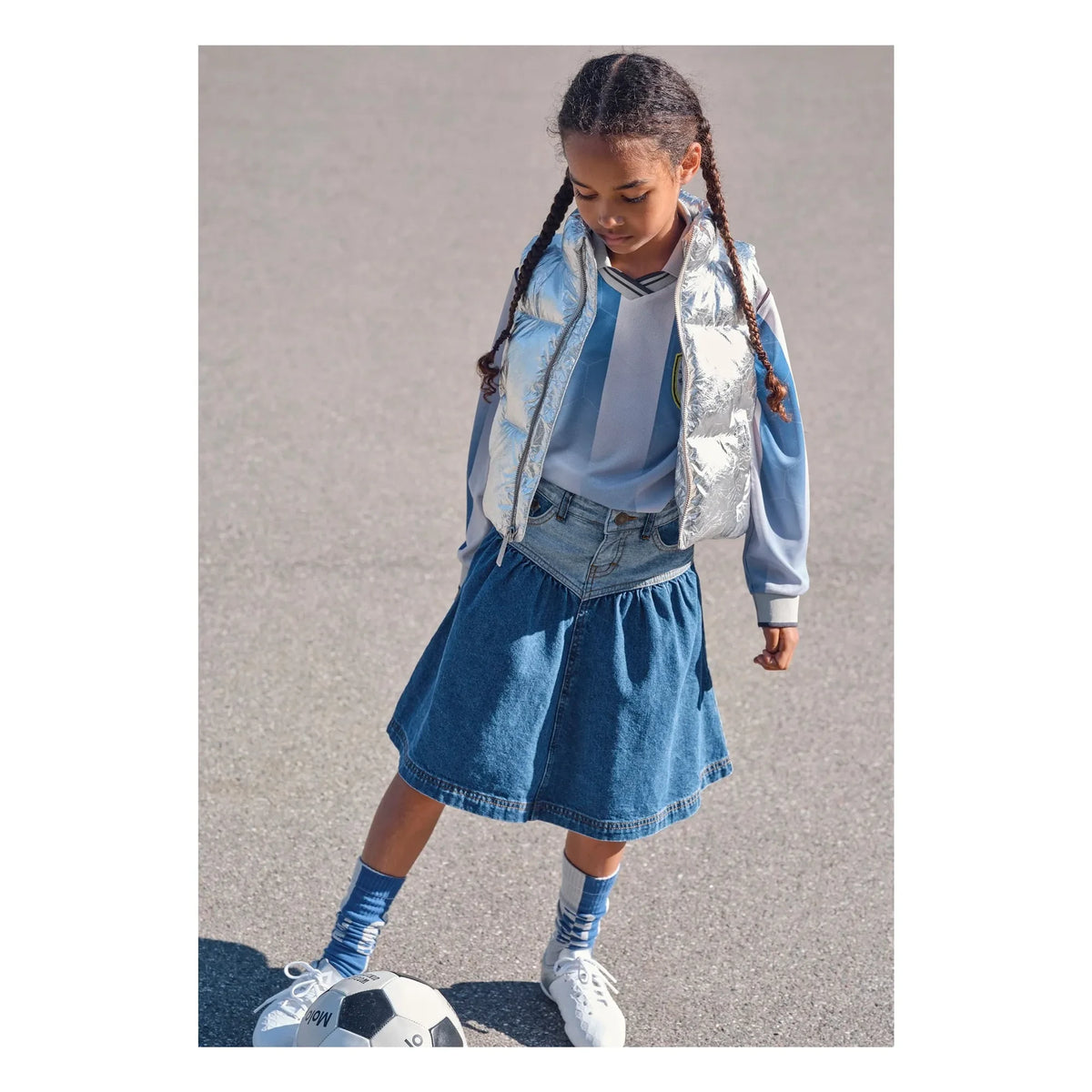 Molo - Becca डेनिम ऑर्गेनिक कॉटन स्कर्ट | नीला