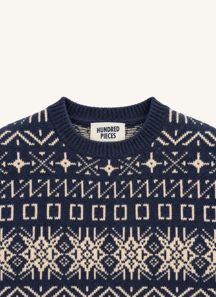 Hundred Pieces - Mika Jakarlı Merino Yün Kazak | Gri mavi