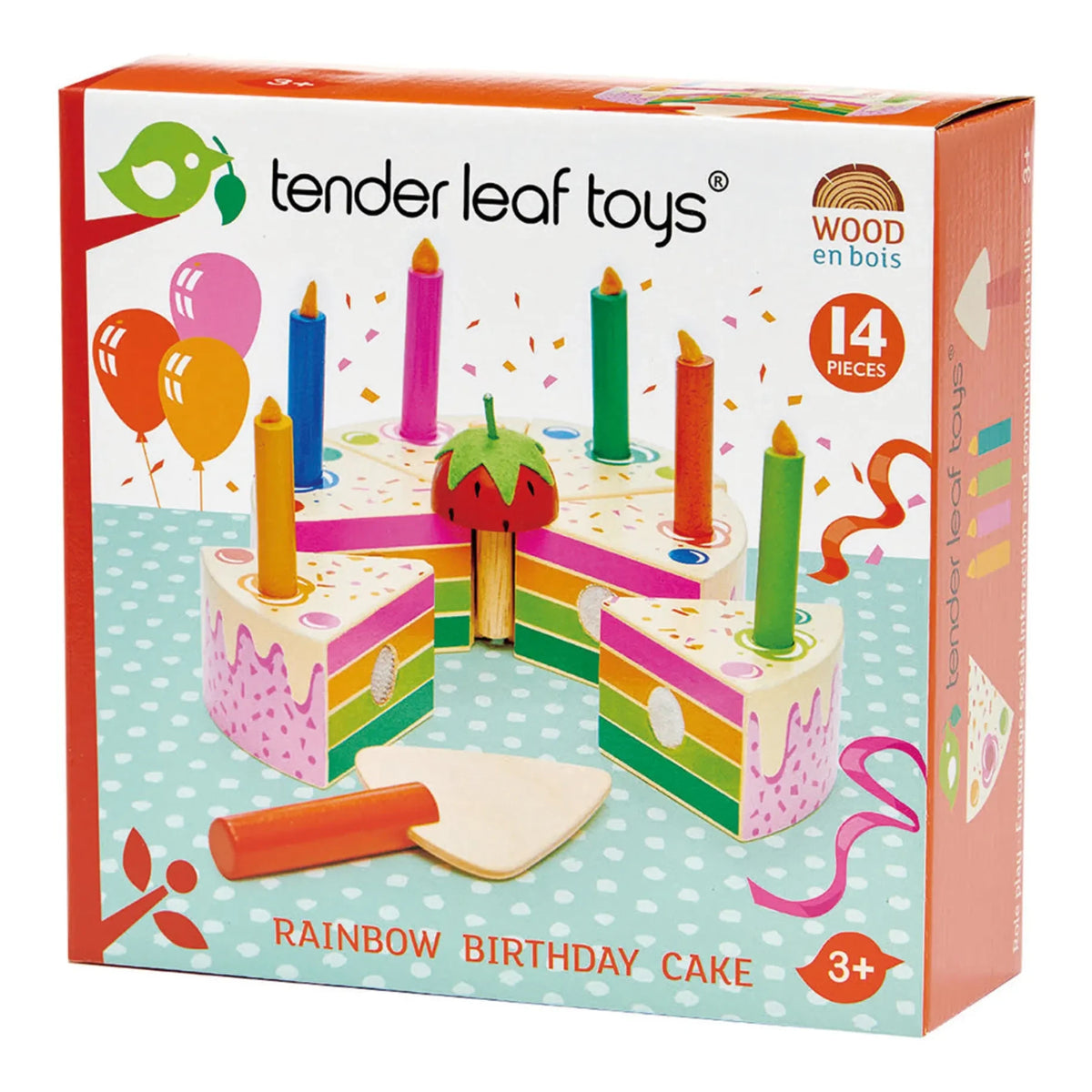 Tender Leaf Toys - लकड़ी का इंद्रधनुष जन्मदिन का केक