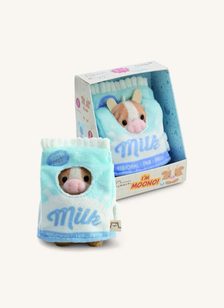 Nici - Moono İnek Peluş Oyuncak, Süt Kartonu Kostümüyle | Bej
