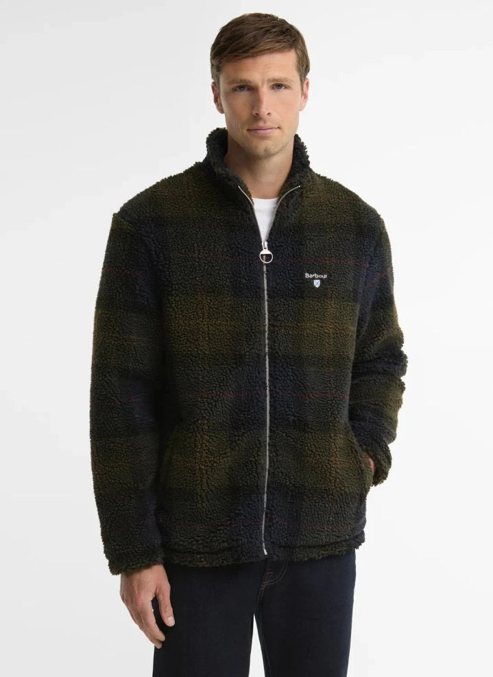 Barbour - Kareli Fermuarlı Polar Ceket | Haki