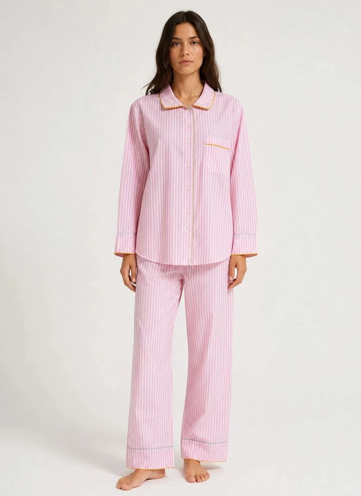 Folkloore - Çizgili Pijama - Kadın Koleksiyonu | Soluk Pembe