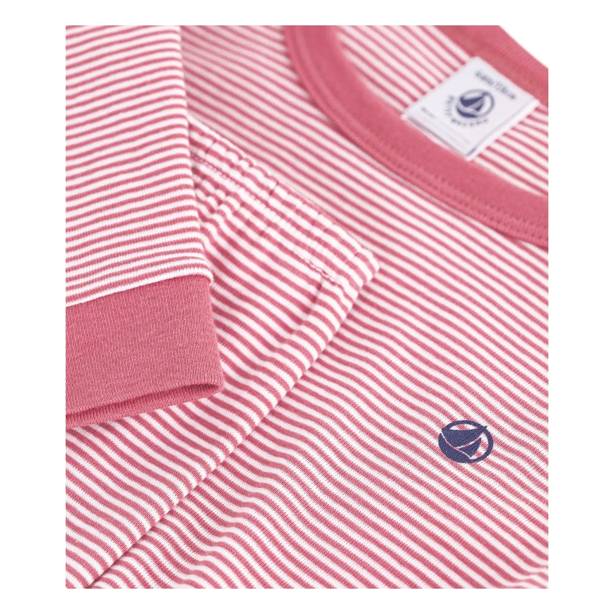Petit Bateau - मिलरेज़ ऑर्गेनिक कॉटन स्लिम फिट स्ट्राइप्ड पजामा | डस्टी पिंक