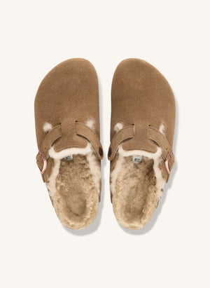 BIRKENSTOCK - Boston Shearling Süet Terlik | Taupe kahverengi