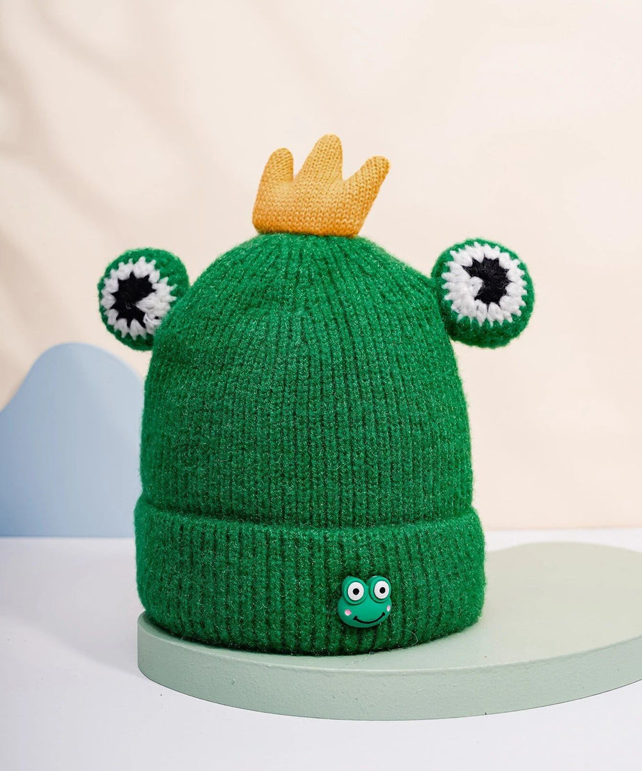 Dinossi - Yeşil Kral Kurbağa Çocuk Beresi Polarlı-Dinossi