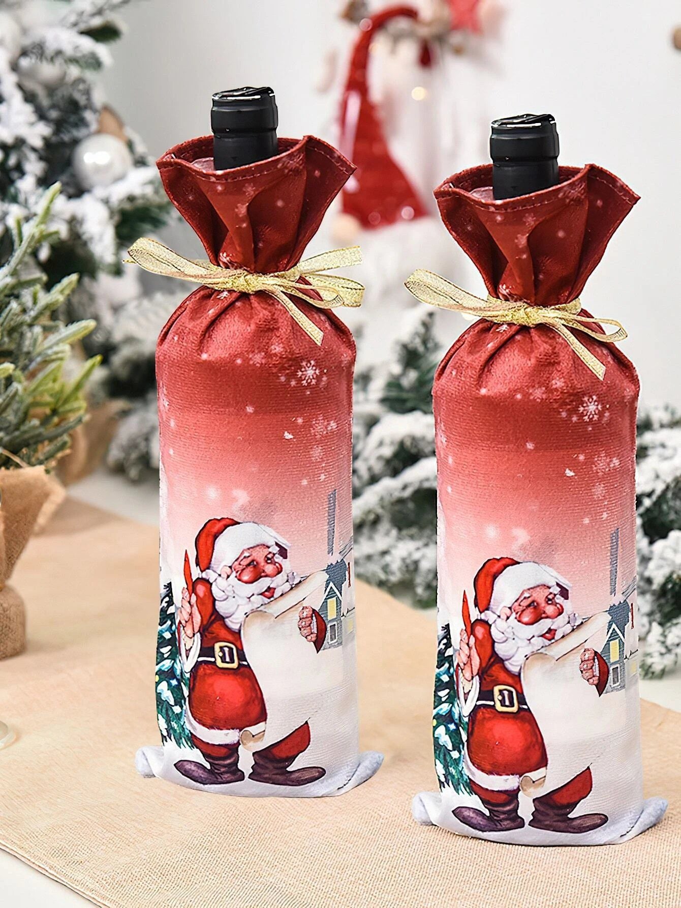 Dinossi - Yılbaşı Noel Baba Şarap Şişesi Giydirme Elbisesi-Dinossi