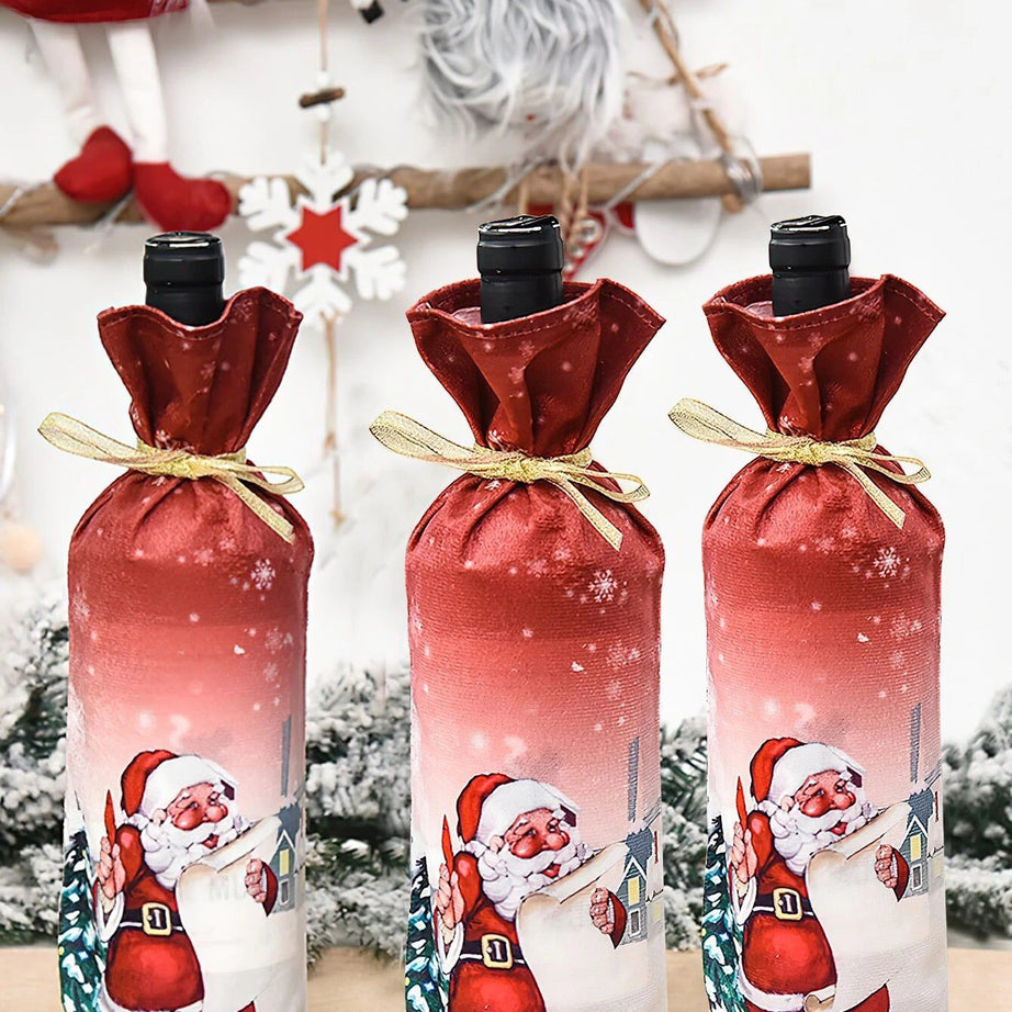 Dinossi - Yılbaşı Noel Baba Şarap Şişesi Giydirme Elbisesi-Dinossi
