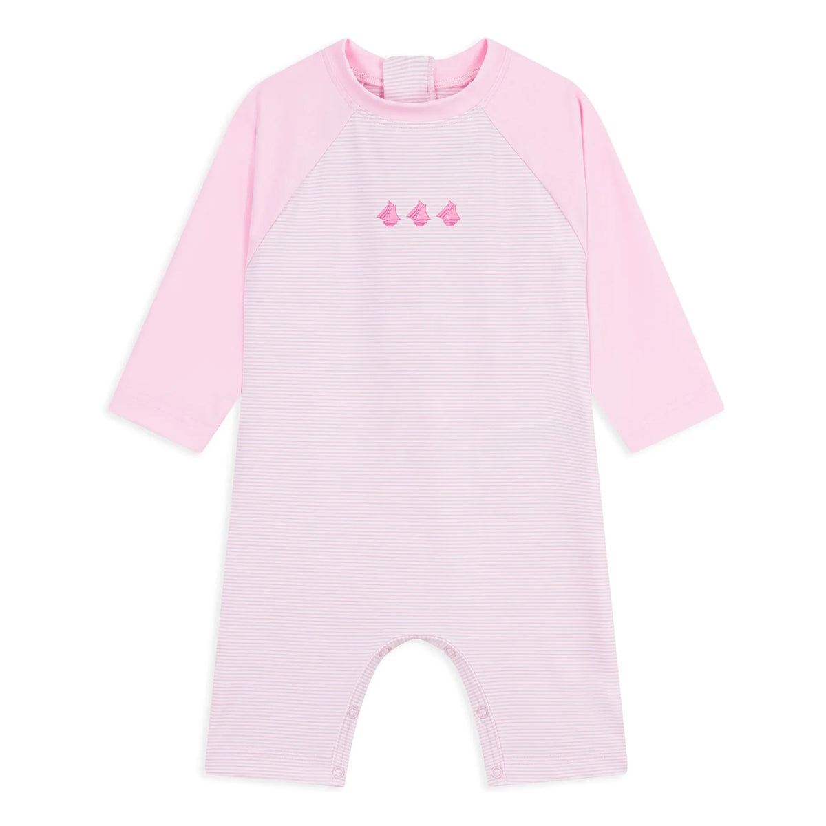 Petit Bateau - धारीदार UV सुरक्षात्मक स्विमसूट | गुलाबी