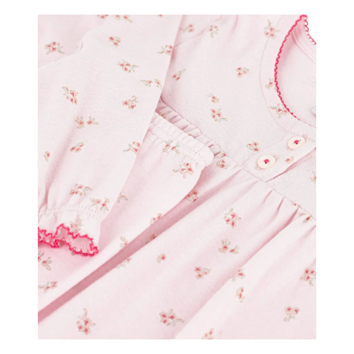 Petit Bateau - ऑर्गेनिक कॉटन फ्लोरल पजामा | गुलाबी