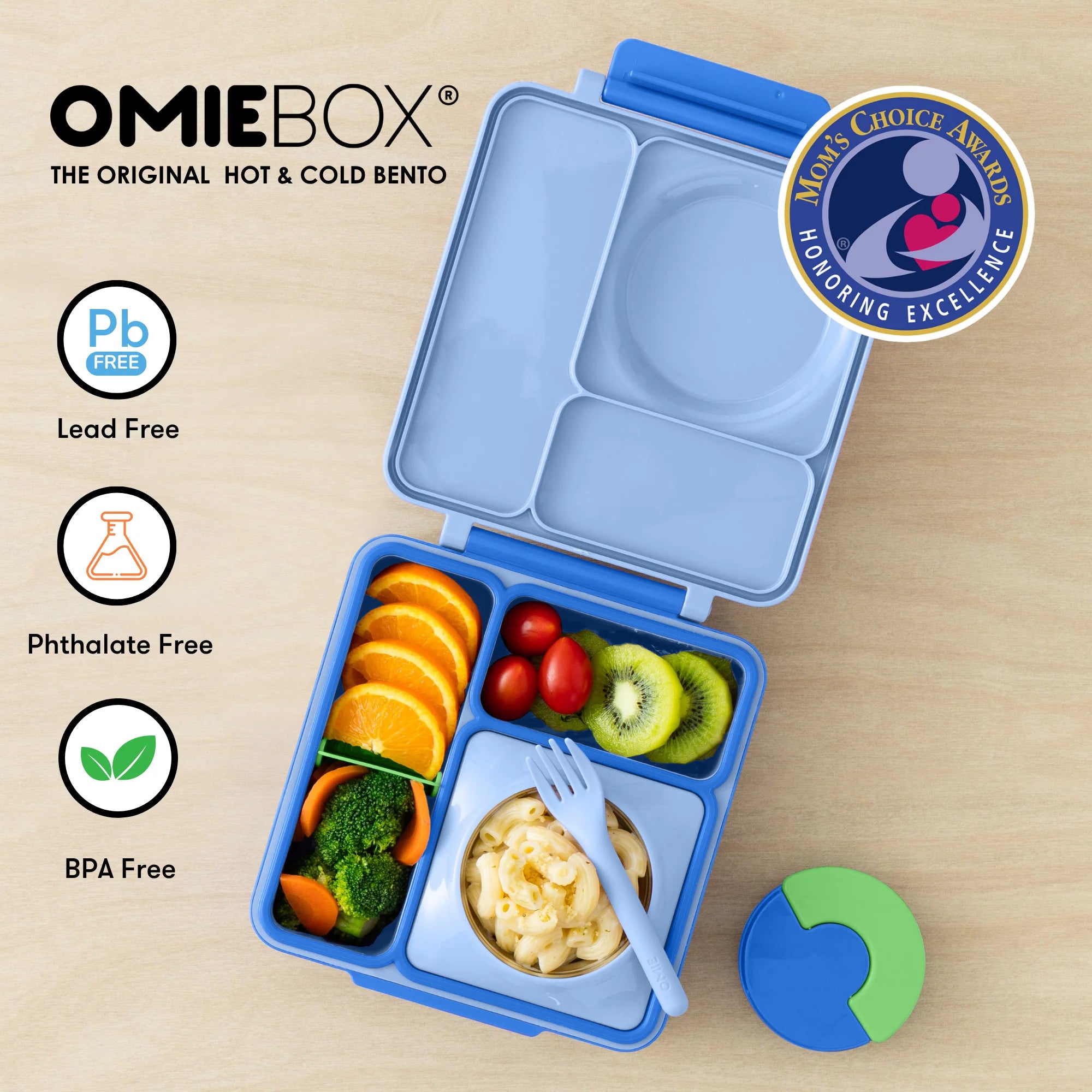 Omiebox - ताप इन्सुलेटेड समुद्री नीला बेंटो भोजन बॉक्स