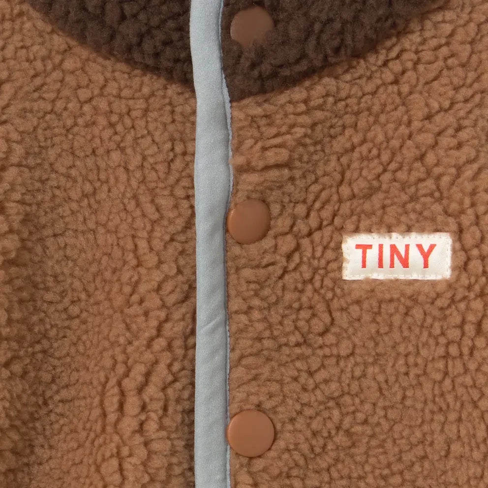 Tinycottons - शेरपा स्टाइल कलर-ब्लॉक पायलट जैकेट | भूरा
