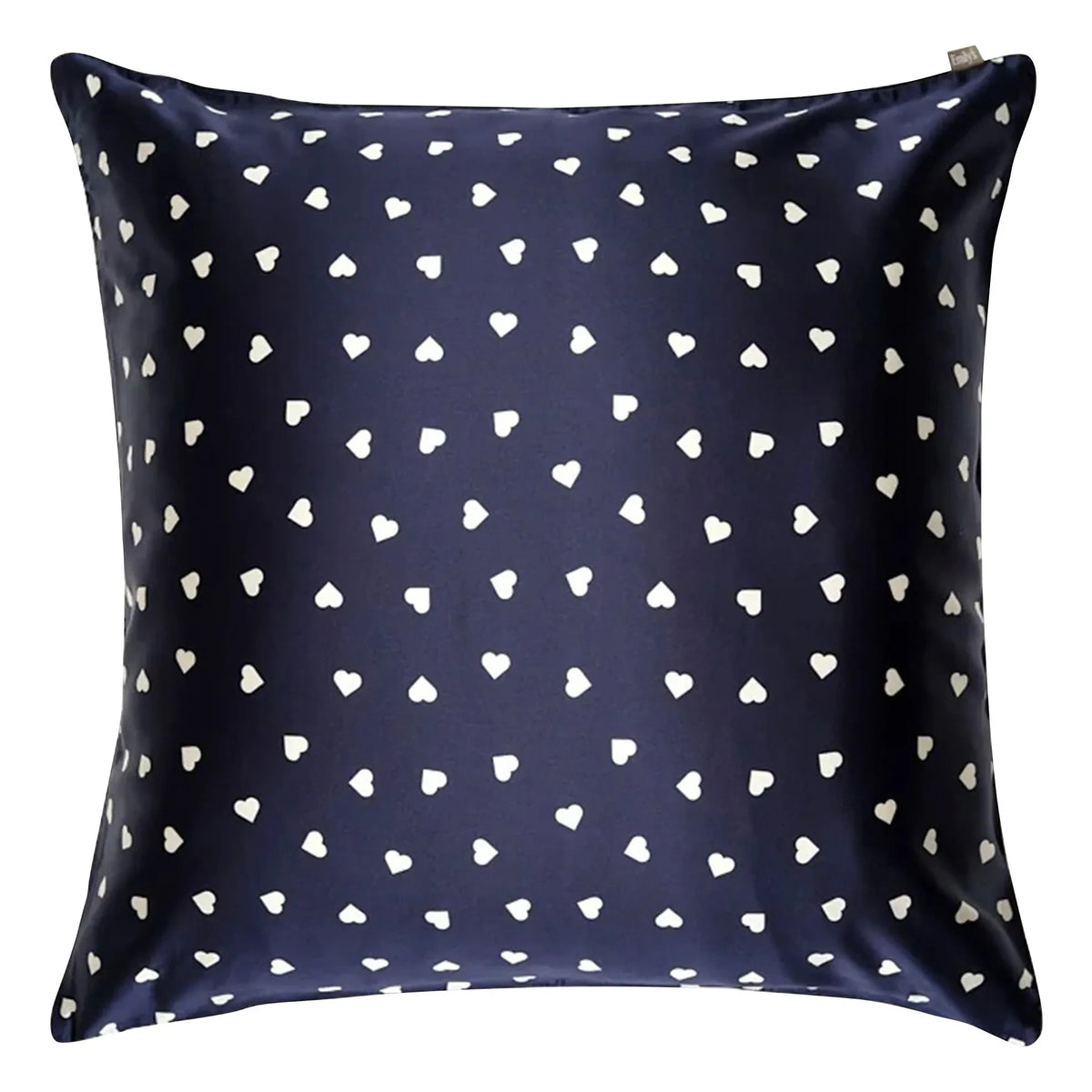 Emily's Pillow - दिल के पैटर्न वाला मलबरी सिल्क पिलो कवर | आधी रात का नीला (Midnight blue)