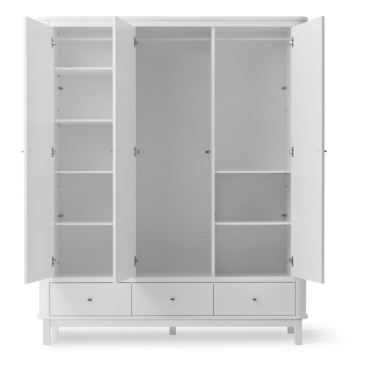 Oliver Furniture - 3 दरवाजों वाली बर्च वॉर्डरोब 204 x 168 सेमी | सफेद