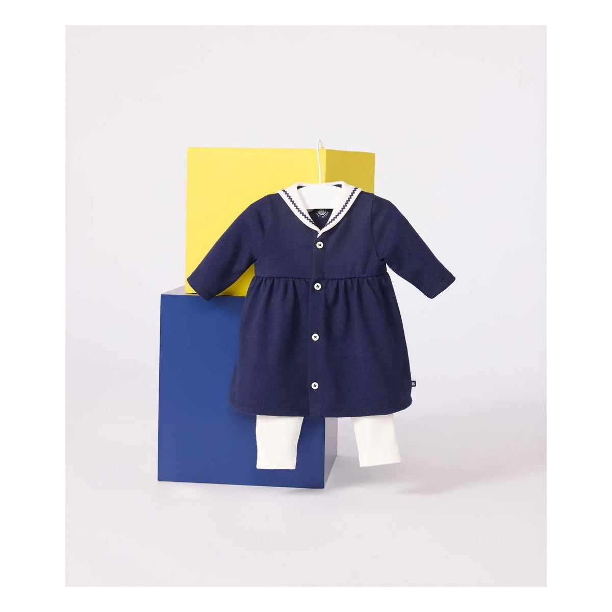 Petit Bateau - Organik pamuk elbise ve tayt takımı | Lacivert