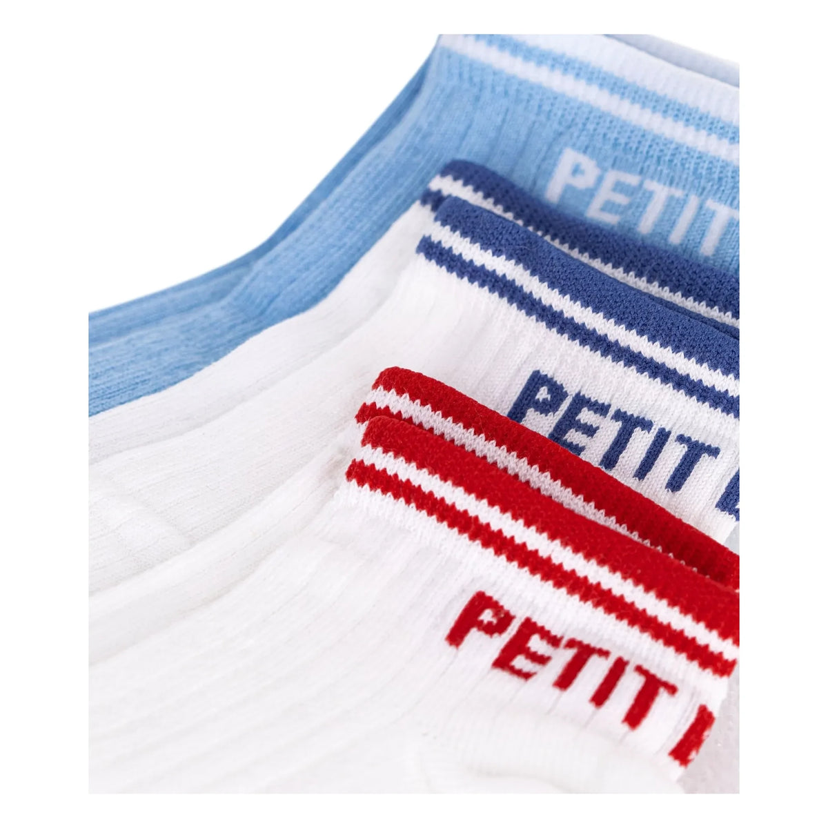 Petit Bateau - 3 जोड़ी लो-कट स्पोर्ट्स सॉक्स सेट | सफेद