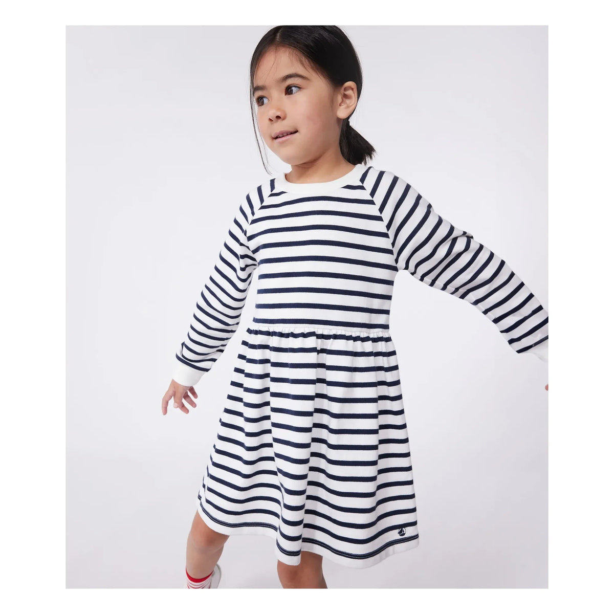 Petit Bateau - ड्रेस बिस्टेल जर्सी लोर बायो | सफेद