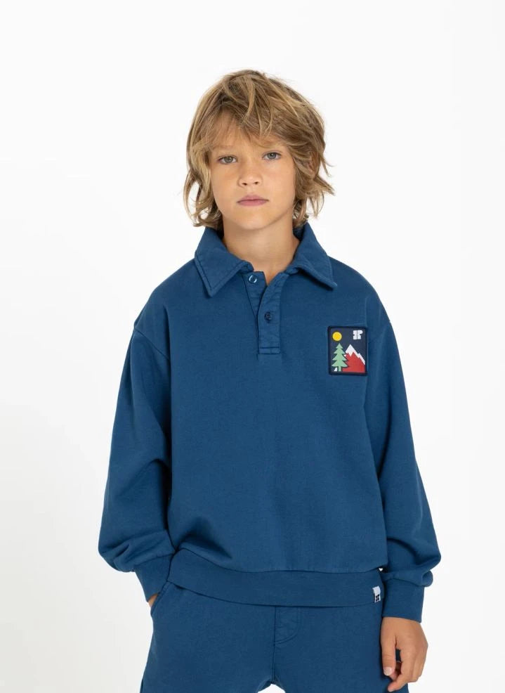 Hundred Pieces - Phoenix Mountain Organik Pamuk Sweatshirt | Gri mavi