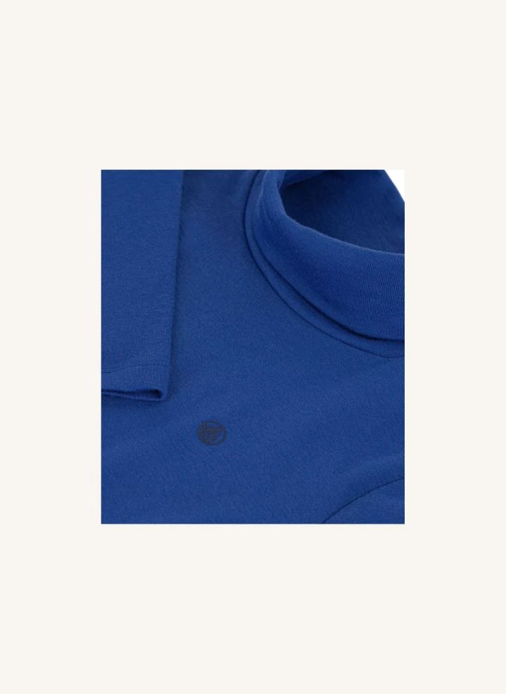 Petit Bateau - ऑर्गेनिक कॉटन लोगो टर्टलनेक टॉप | नीला