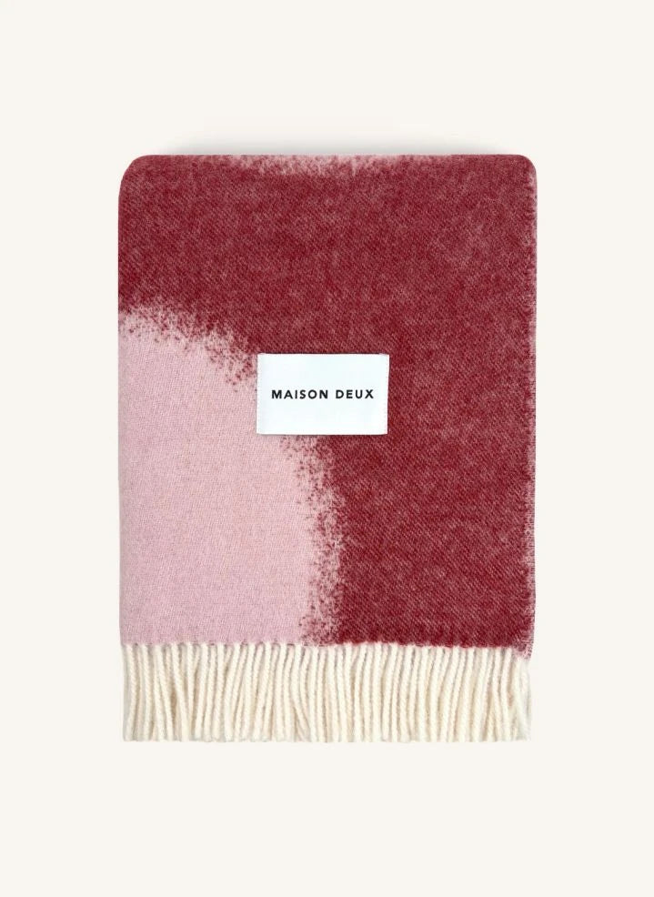Maison Deux - Puantiye Desenli Yün Throw | Bordo