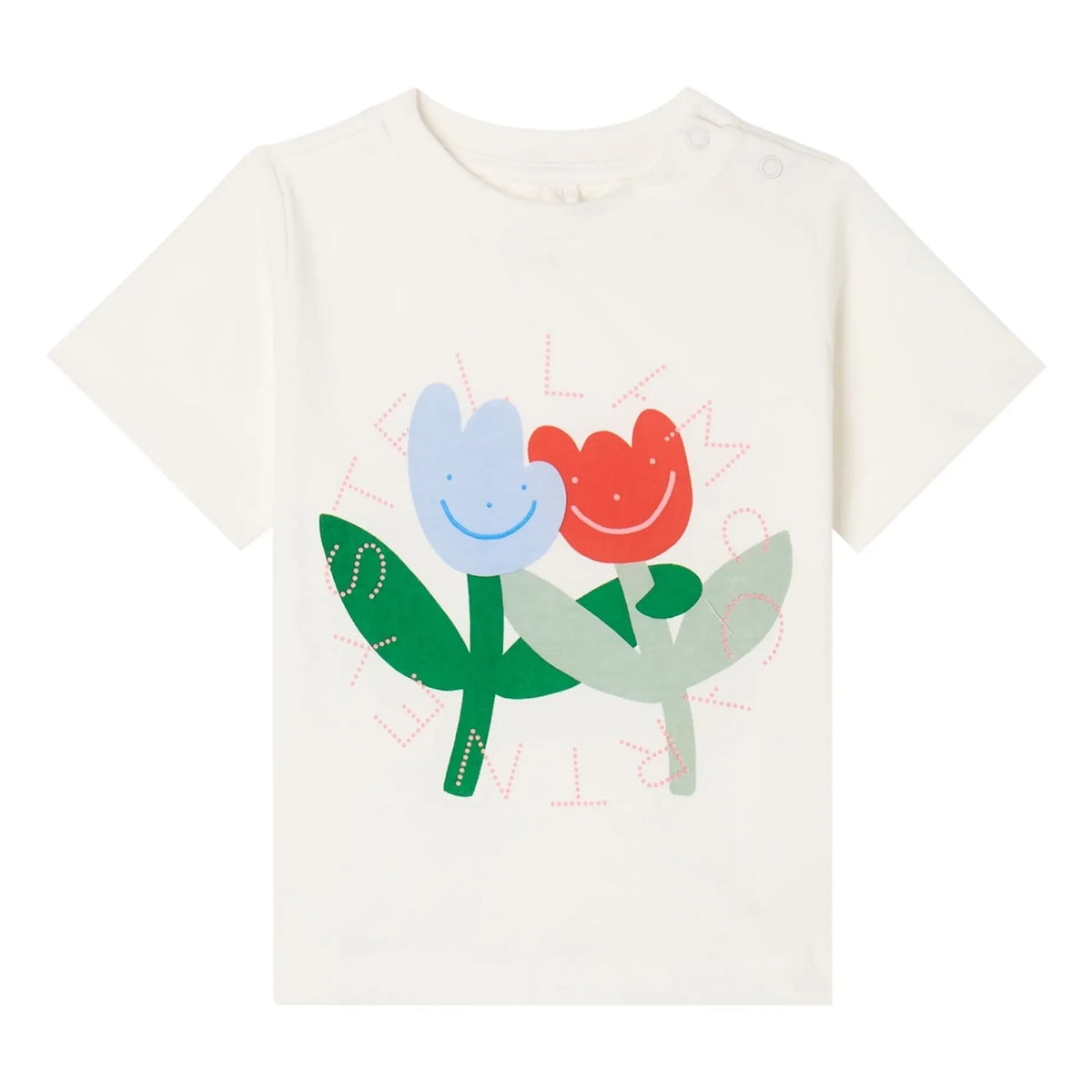 Stella McCartney Kids - Stella Fleurs ऑर्गेनिक कॉटन टी-शर्ट | सफ़ेद