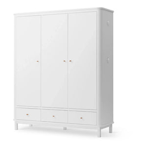 Oliver Furniture - 3 दरवाजों वाली बर्च वॉर्डरोब 204 x 168 सेमी | सफेद