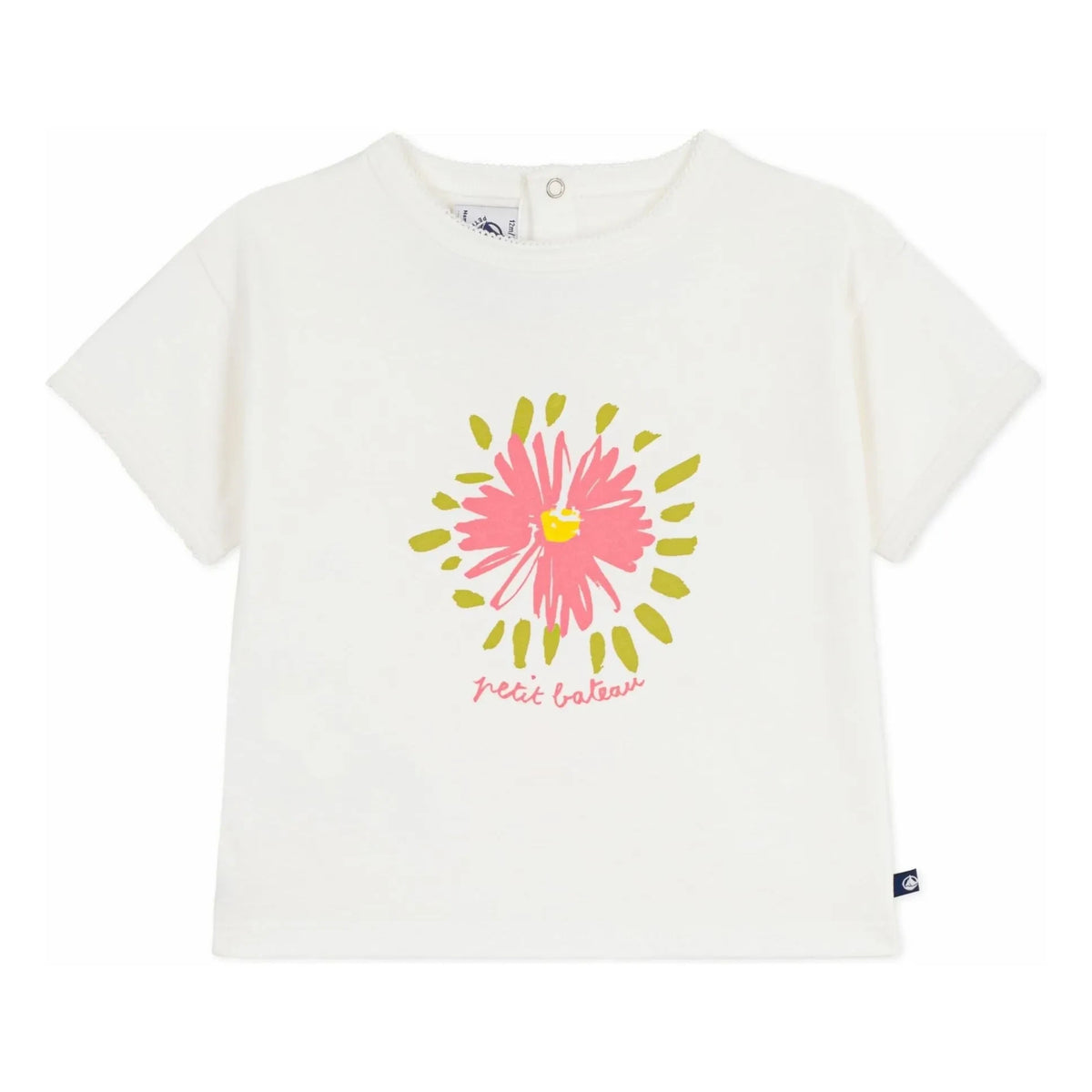 Petit Bateau - Fleur Coton Bio टी-शर्ट | सफेद