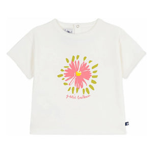 Petit Bateau - Fleur Coton Bio टी-शर्ट | सफेद