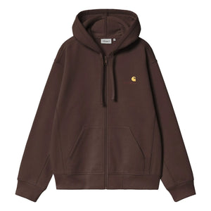 Carhartt WIP - अमेरिकन स्क्रिप्ट ज़िपर्ड स्वेटशर्ट | भूरा