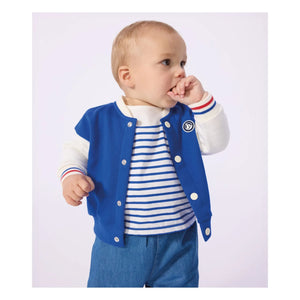 Petit Bateau - टेडी कलरब्लॉक जैकेट | रॉयल ब्लू