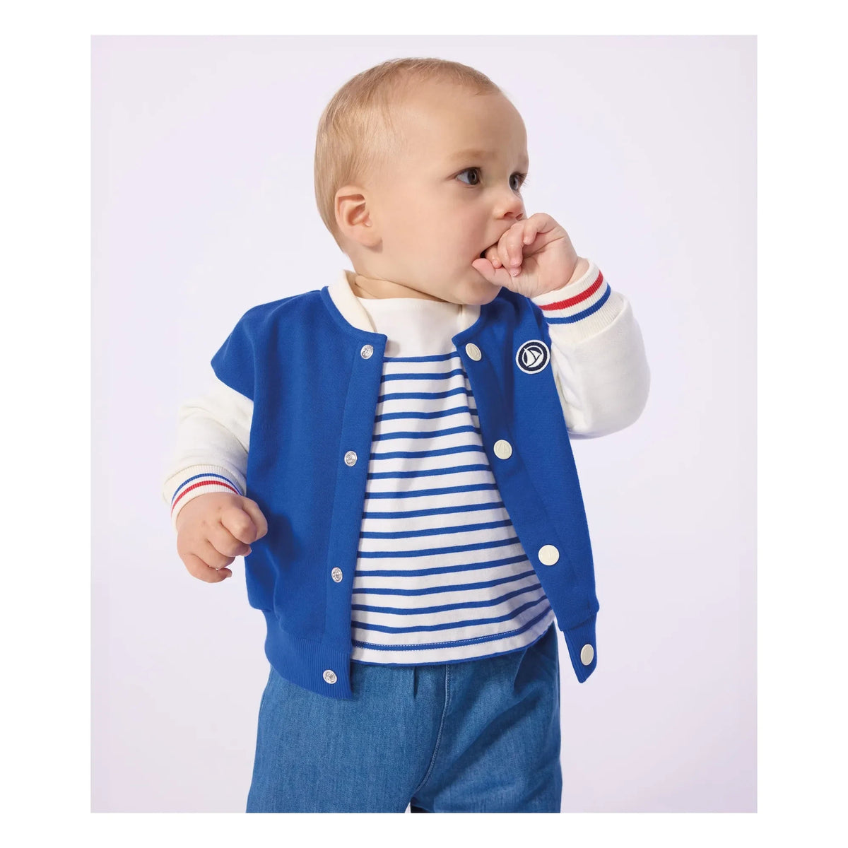 Petit Bateau - टेडी कलरब्लॉक जैकेट | रॉयल ब्लू