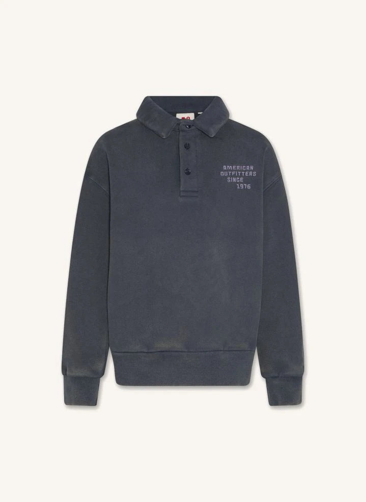 AO76 - Jack Polo Yaka Sweatshirt Geri Dönüştürülmüş Pamuk | Kömür grisi