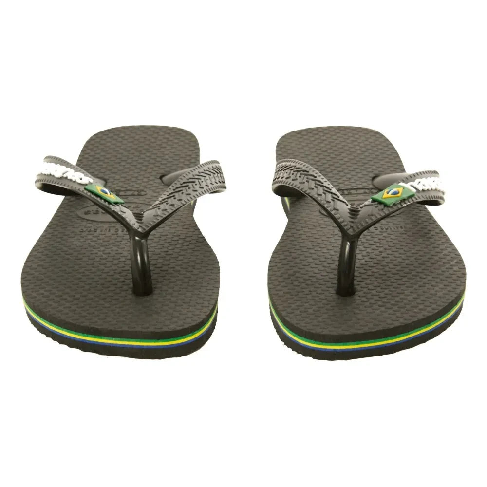 Havaianas - Logo Brasil फ्लिप-फ्लॉप सैंडल | काला