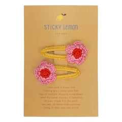 Sticky Lemon - 2 फूलों वाली क्लिप का सेट | हल्का गुलाबी