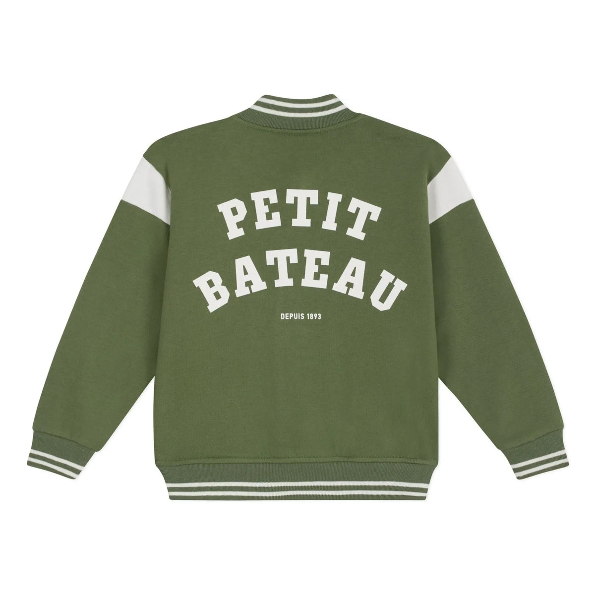 Petit Bateau - टेडी मोलेटन लूज़ फिट जैकेट | ऑलिव