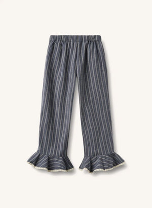Wheat - Çizgili organik pamuklu pijama | Gri mavi