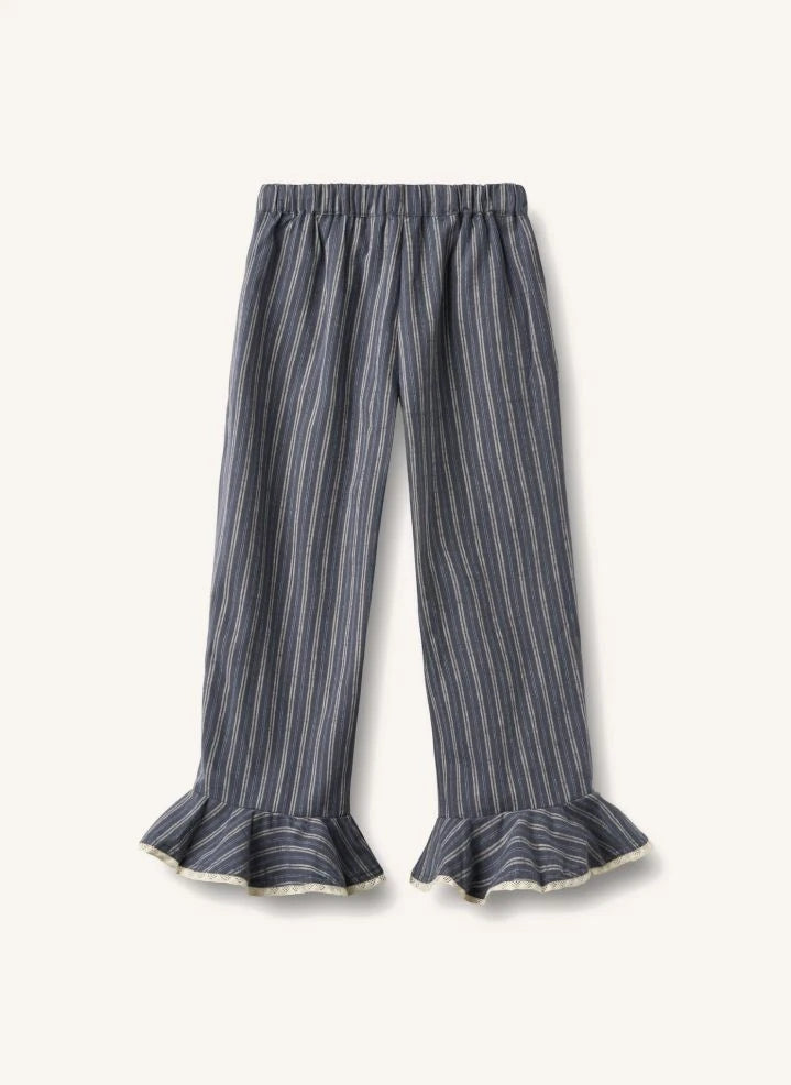 Wheat - Çizgili organik pamuklu pijama | Gri mavi