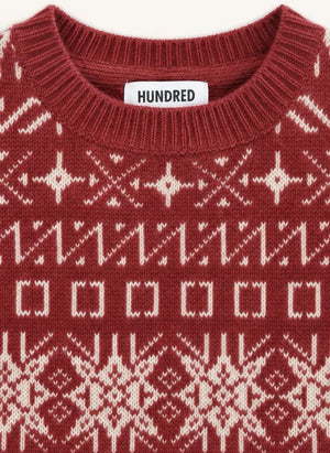 Hundred Pieces - Mika Jakarlı Merino Yün Kazak | Koyu kırmızı