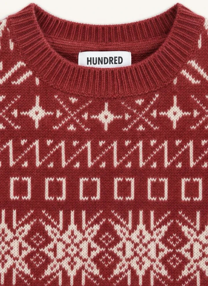 Hundred Pieces - Mika Jakarlı Merino Yün Kazak | Koyu kırmızı
