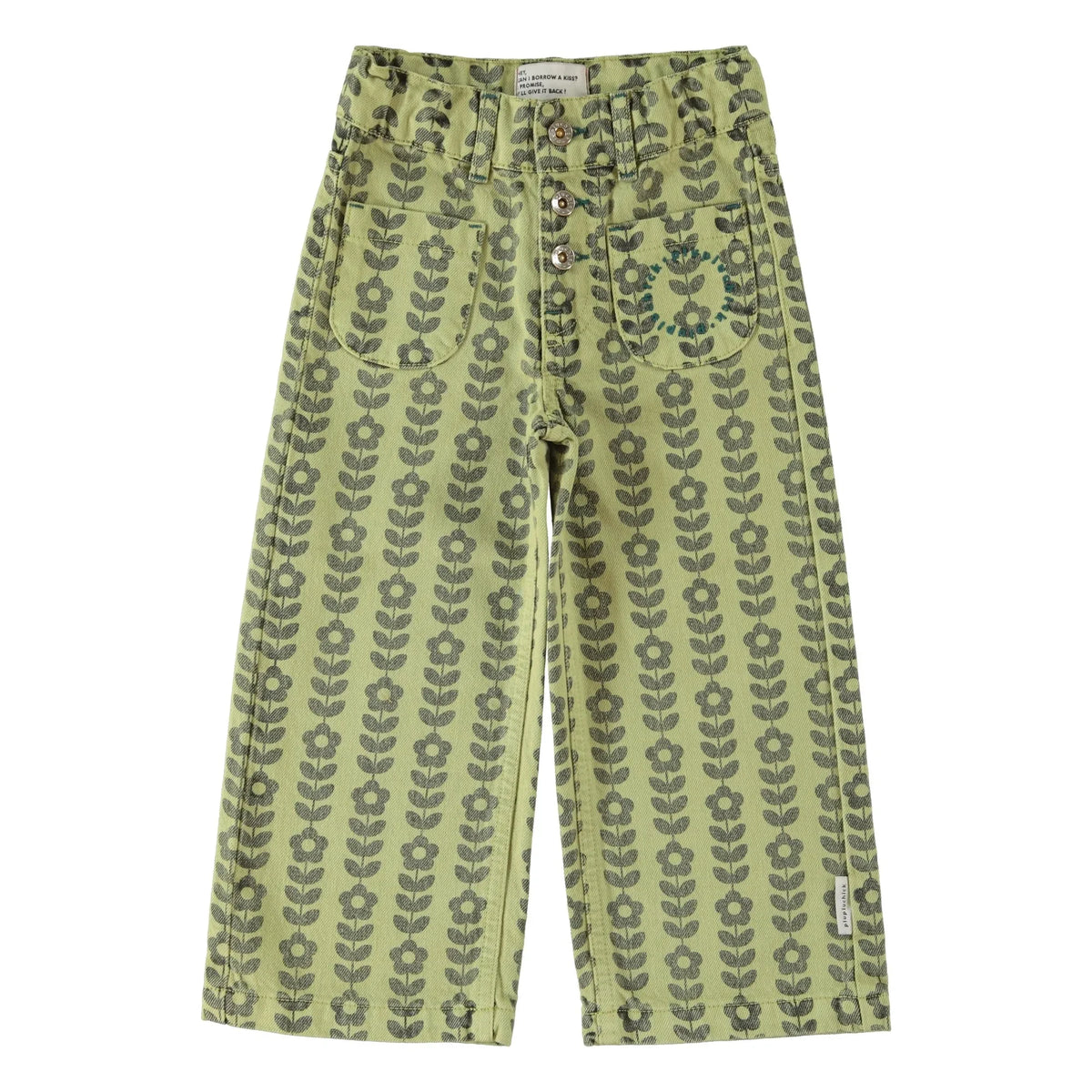 Piupiuchick - ऑर्गेनिक कॉटन फ्लेयर्ड पैंट | हरा