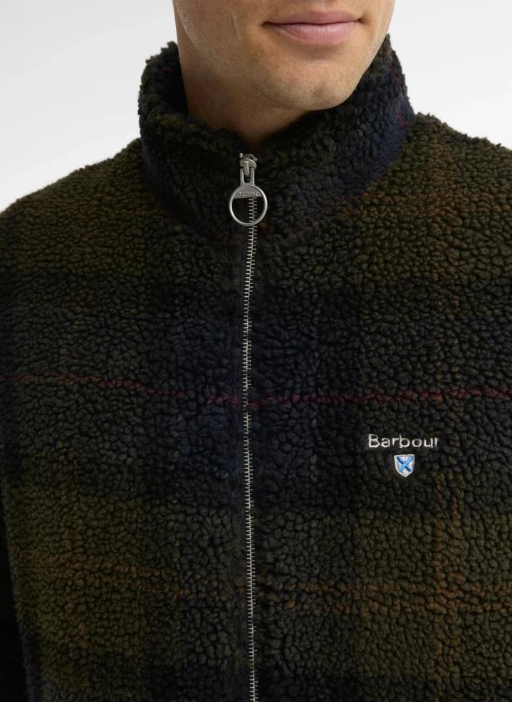 Barbour - Kareli Fermuarlı Polar Ceket | Haki