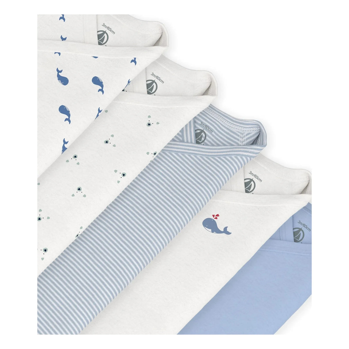 Petit Bateau - 5'li Balina Figürlü Çapraz Çanta, Organik Pamuk | Mavi